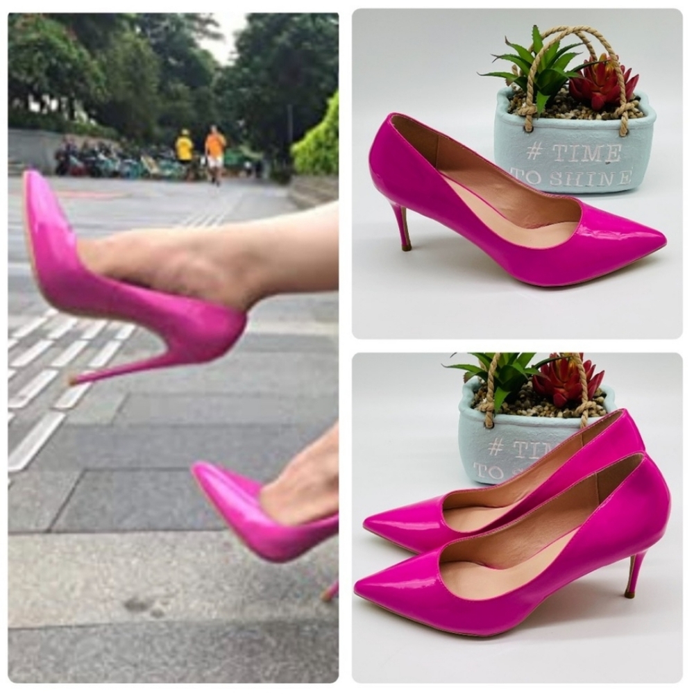 NWOT Genshuo Neon Pink Pumps